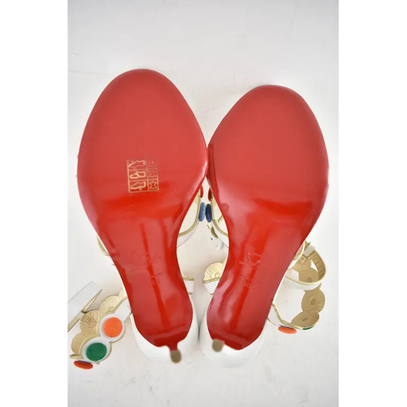 Christian Louboutin Smartissima 100 White Mult Ankle Strap Sandal Heel Pump 38.5 - Picture 11 of 11